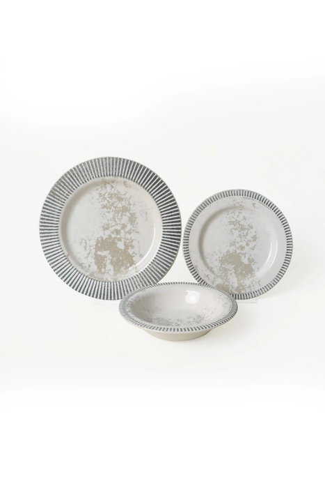 Hermia Juego de Cena de 18 Piezas Gris y Crema